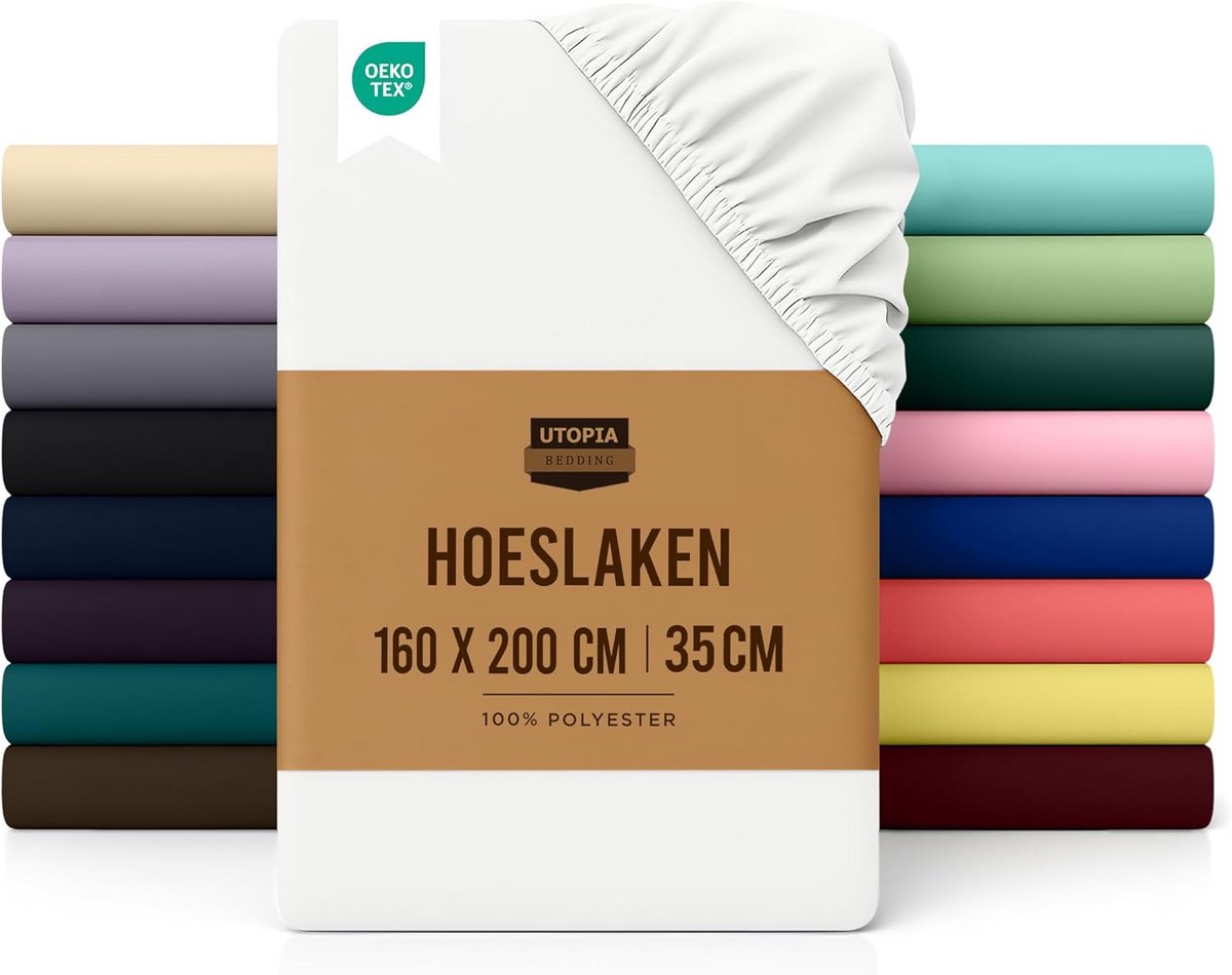Hoeslaken - Matrasbeschermer - Comfortabel Slapen - 35cm Diepe Zakken - 160 x 200 cm - Wit