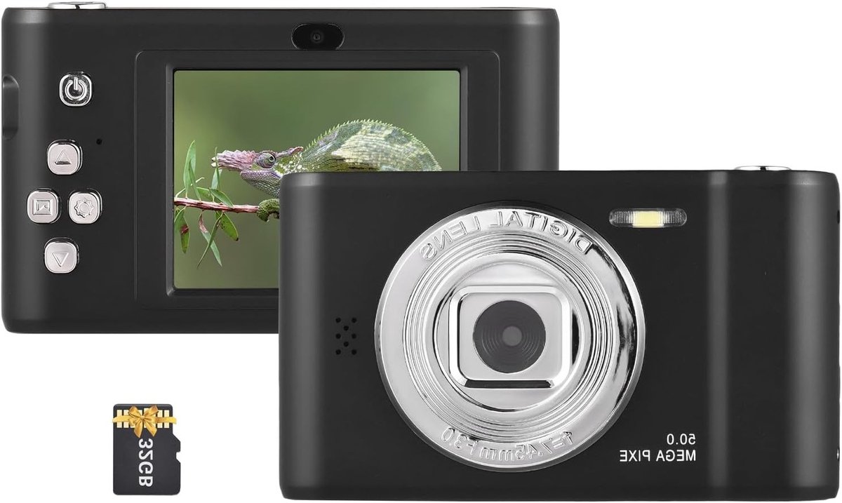 Compacte 1080P Digitale Camera met 50MP en 8x Digitale Zoom voor Vloggen, Inclusief 32GB TF Kaart, Ideaal voor Kinderen, Tieners en Beginners