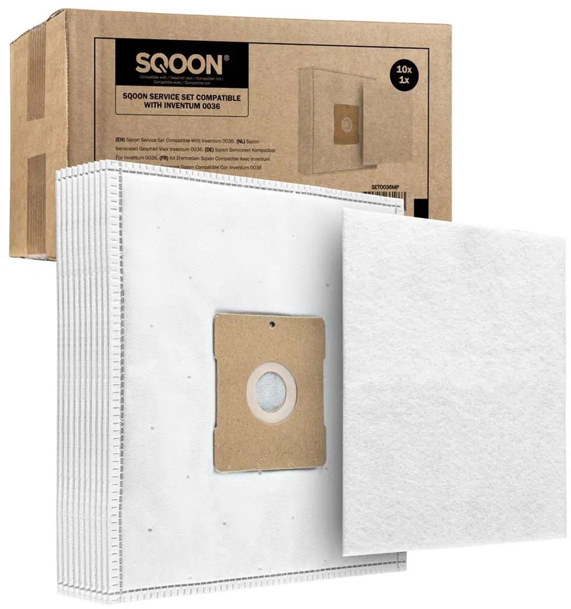 SQOON stofzuigerzakken + motorfilter set geschikt voor Inventum SZ300 - Gelijk aan: SZ300 / 21200900119 / 21200900120 / 21200900010 - vervangingsset voor optimale filtratie en zuigkracht