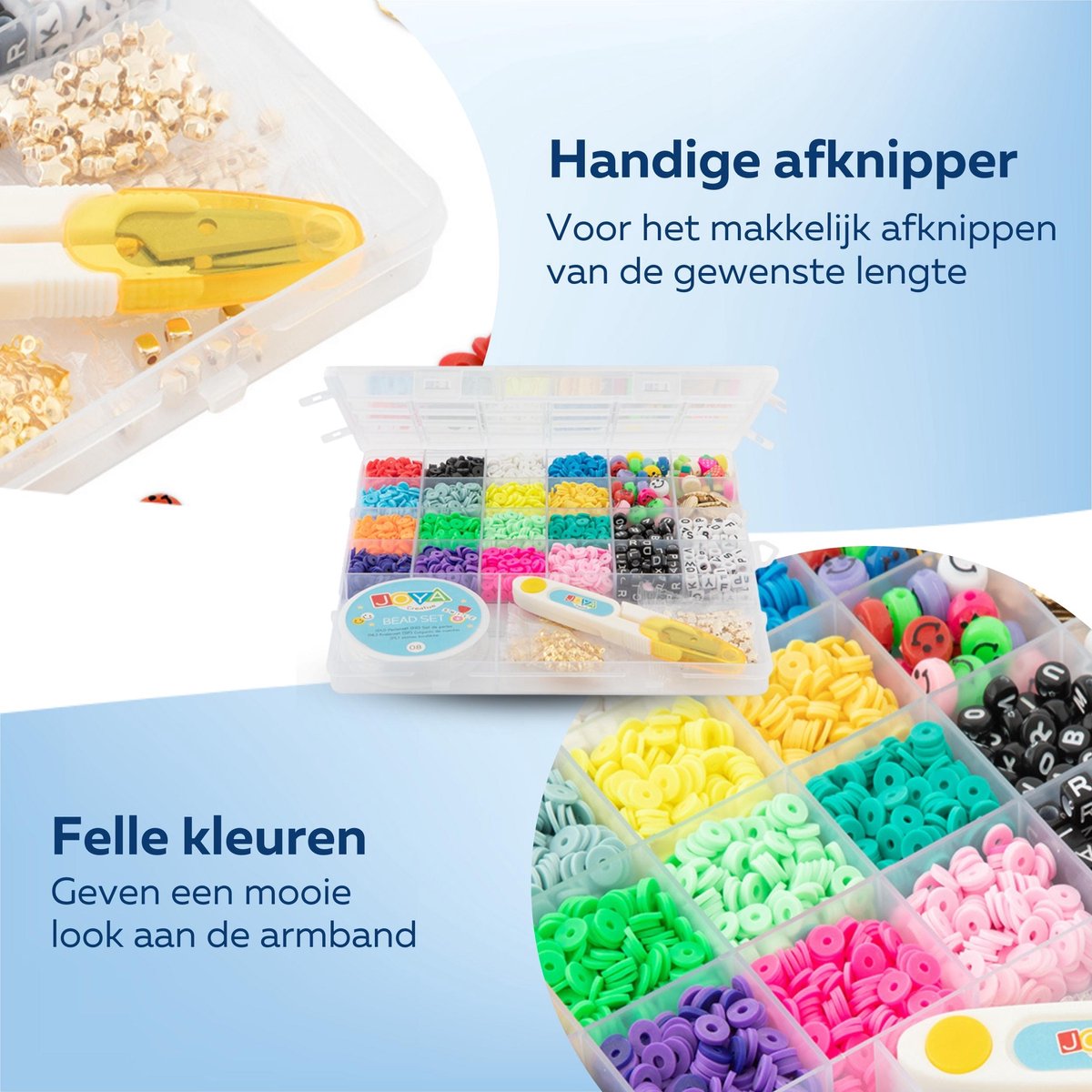 Joya Creative Armbandjes & Sieraden Maken 4500 delige XXL Set - Sieradenpakket - Knutselpakket - Kralen - DIY Knutselen Meisjes - Knutselkoffer - Incl. Elastisch Draad en Gereedschap — afbeelding 3