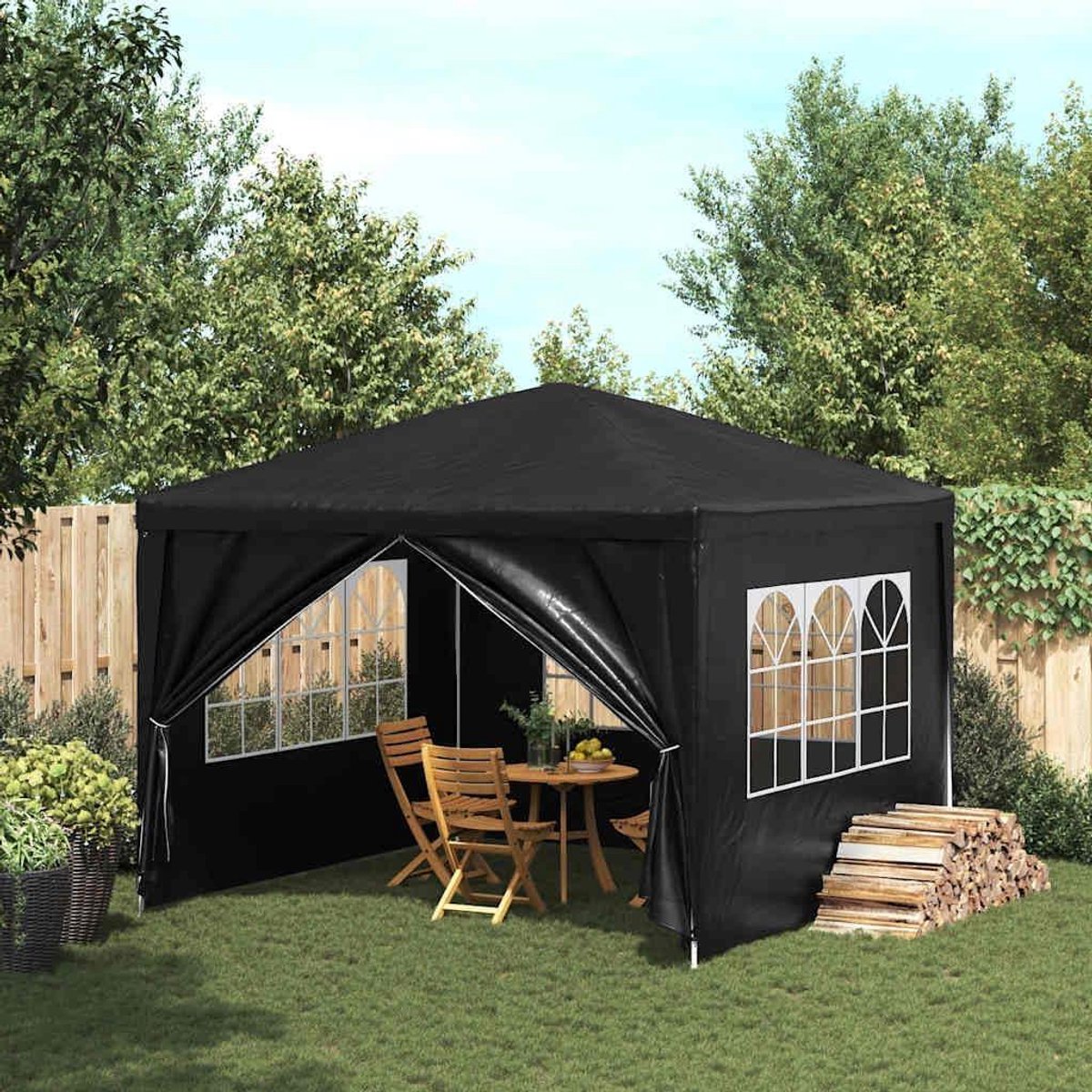 Partytent - Tuinpaviljoen Feesttent - Buitenfeesten Organiseren - UV- en Waterbestendig - 3 x 3 meter - Antraciet