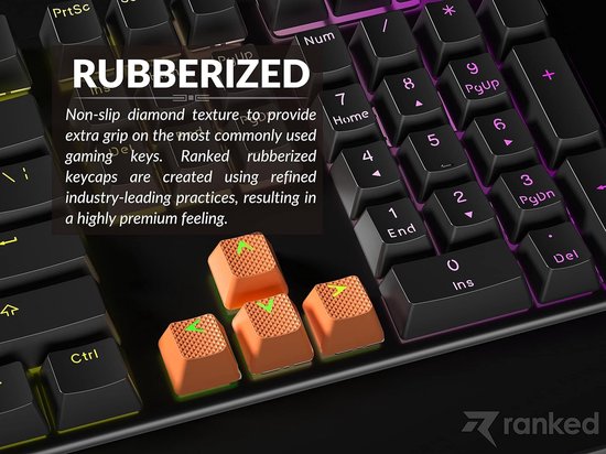 Translucent Rubber Keycaps - Grip Keycaps Set - Gaming Performance Verbeteren - Non-slip Diamond Texture - 23 Keys - Orange — afbeelding 3