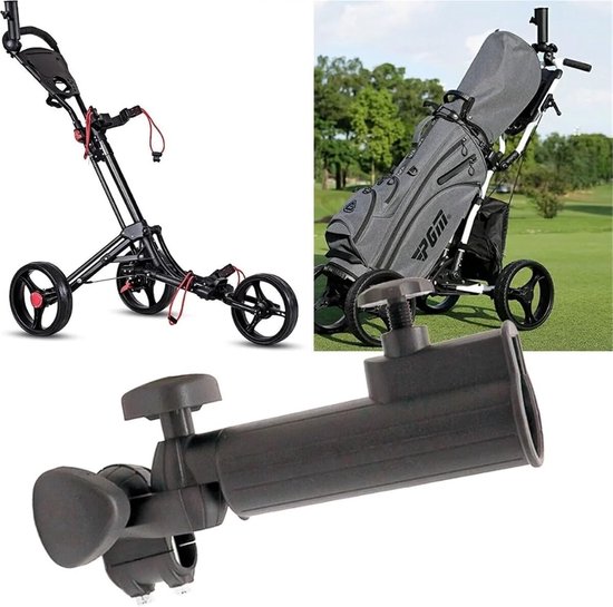 Golf Paraplu Houder - Accessoire Golfkar - Bescherming Regen Zon - Eenvoudige Klem Installatie - 95 x 24 cm - Zwart — afbeelding 5