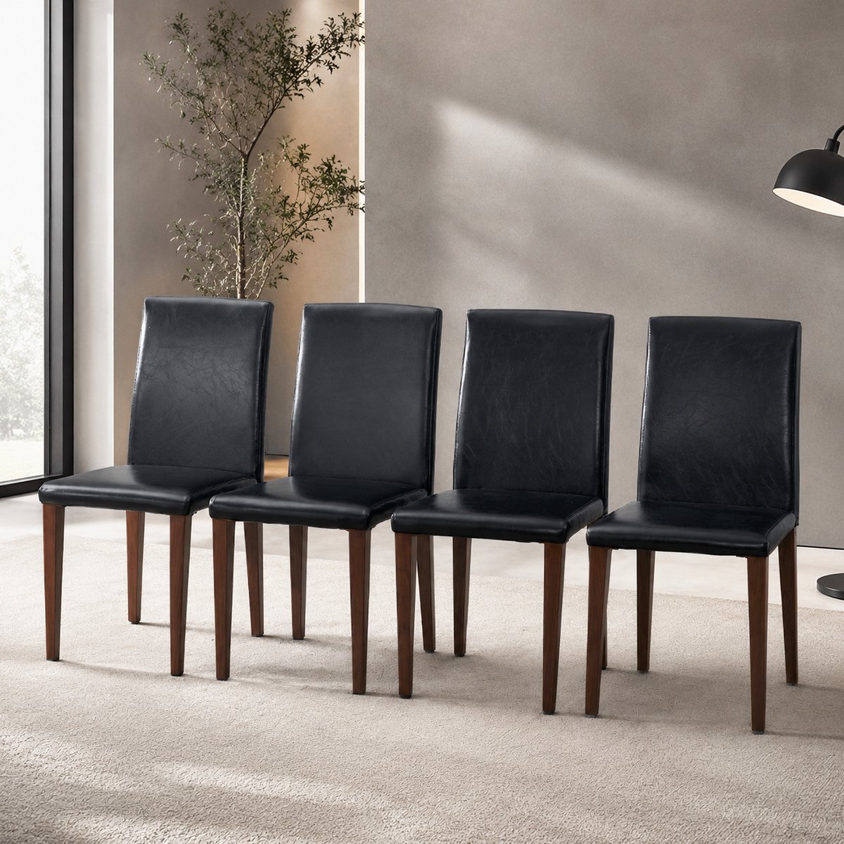 Eetkamerstoelen - Set Van 4 - PU Leer - Gestoffeerde eetkamerstoel - Eetkamerstoel - Met r