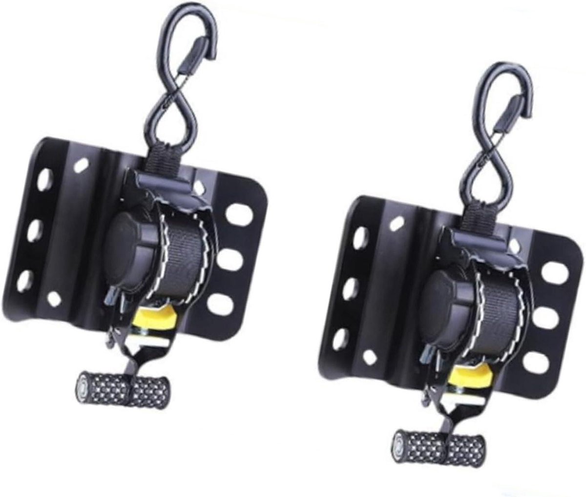 Spanbanden met Ratel - Spanset Zware Riemen - Lading Zekeren - Automatisch Intrekbaar - 2 Stuks - Zwart