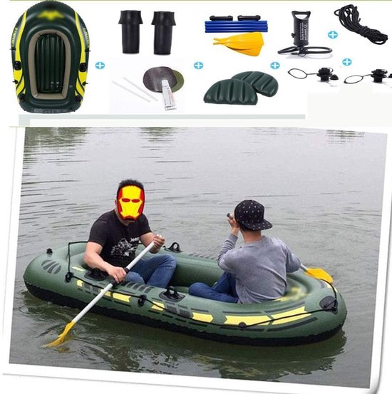 Opblaasboot - Waterpret Boot - Ontspannen Varen - Vier Luchtkamers - 3 Personen - Groen — afbeelding 5