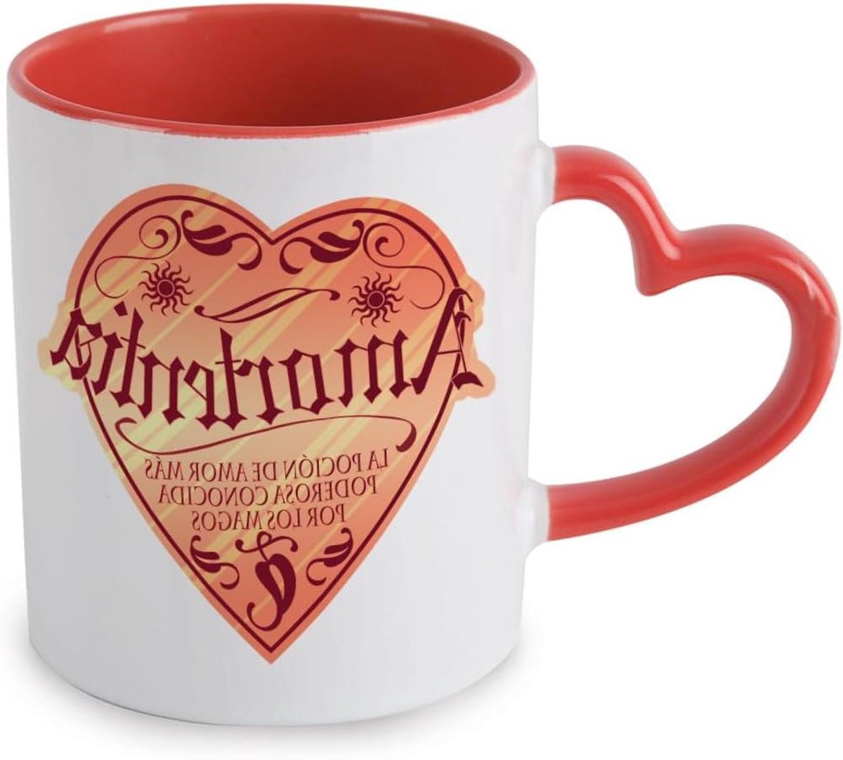 Keramische mok - Liefdesmok hart - Koffie thee drinken - Hartvormig handvat - 350 ml - Rood