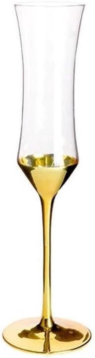Champagne beker - Feestelijk glas - Speciale gelegenheden - Gouden voet - 165 ml - Goudkleurig