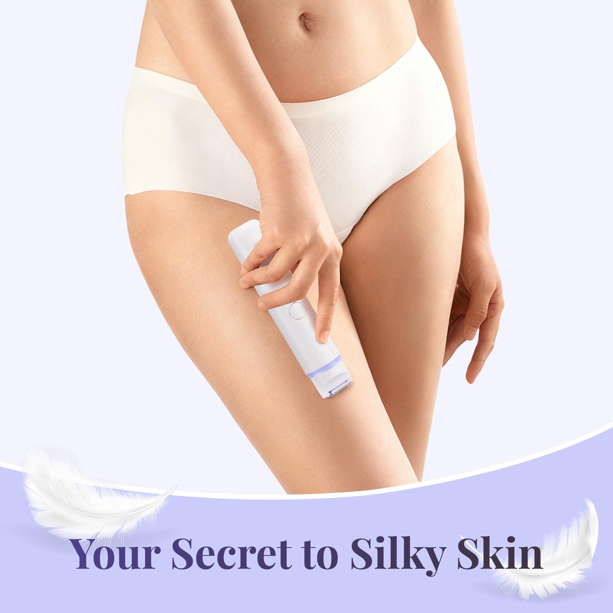 Namajunas - Ladyshaves voor vrouwen - Ladyshave oplaadbaar - Trimmer Vrouw Intiem - 2 in 1 Elektrisch Scheerapparaat - Bikinilijn - Oksels - Benen - Gezichtshaar - Ontharingsapparaat - Nat en droog - Wit — afbeelding 6