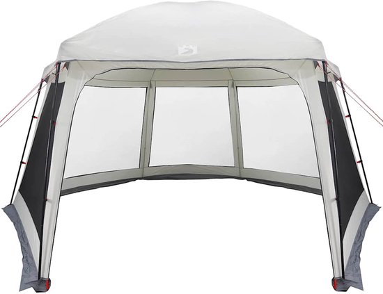 vidaXL - Zwembadtent - met - uitneembare - buiten- - gaaswanden - 512x458 - cm - grijs van Merkloos — afbeelding 5