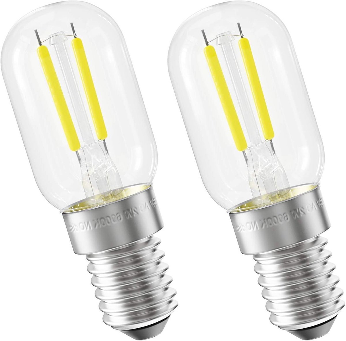 Koelkastlamp LED E14 - Koelwit Lampje - Koelkast Verlichting - Energiebesparend 2W - 2 stuks - Koud Wit