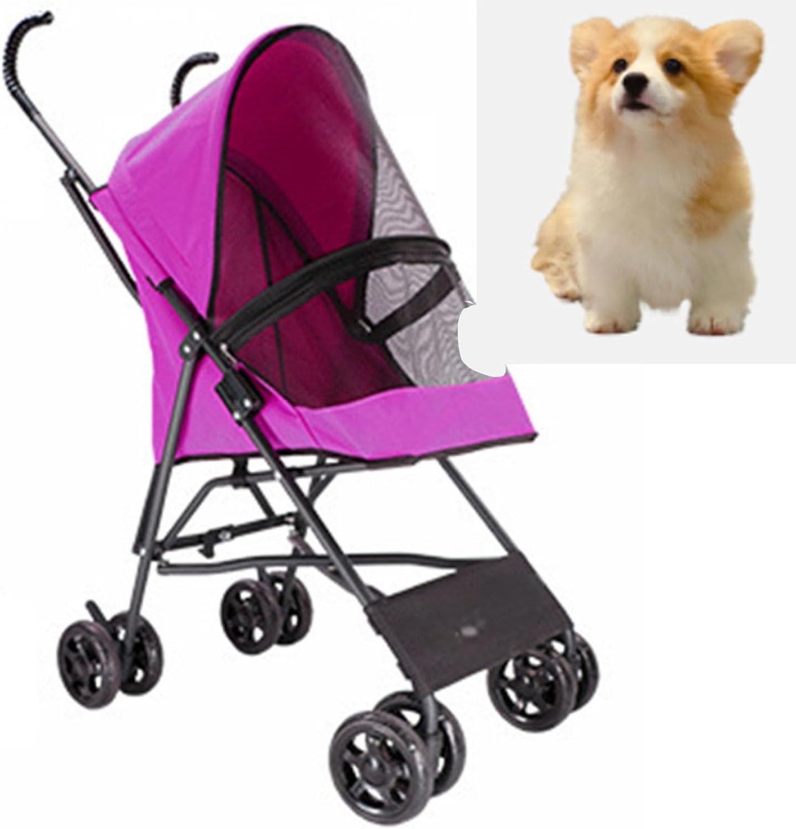 Huisdieren Kinderwagen - Dierenbuggy Trolley - Reizen met Huisdieren - Opvouwbaar Lichtgewicht - 42x65x94cm - Rozerood