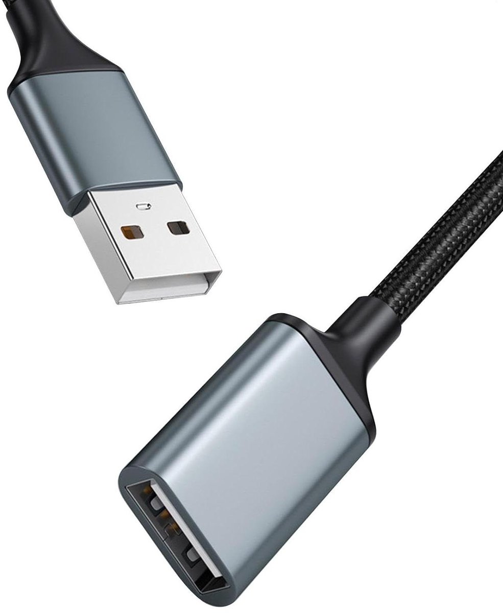 USB Verlengkabel - USB Verlengsnoer - Apparaten Aansluiten - Nylon Gevlochten - 3 Meter - Zwart
