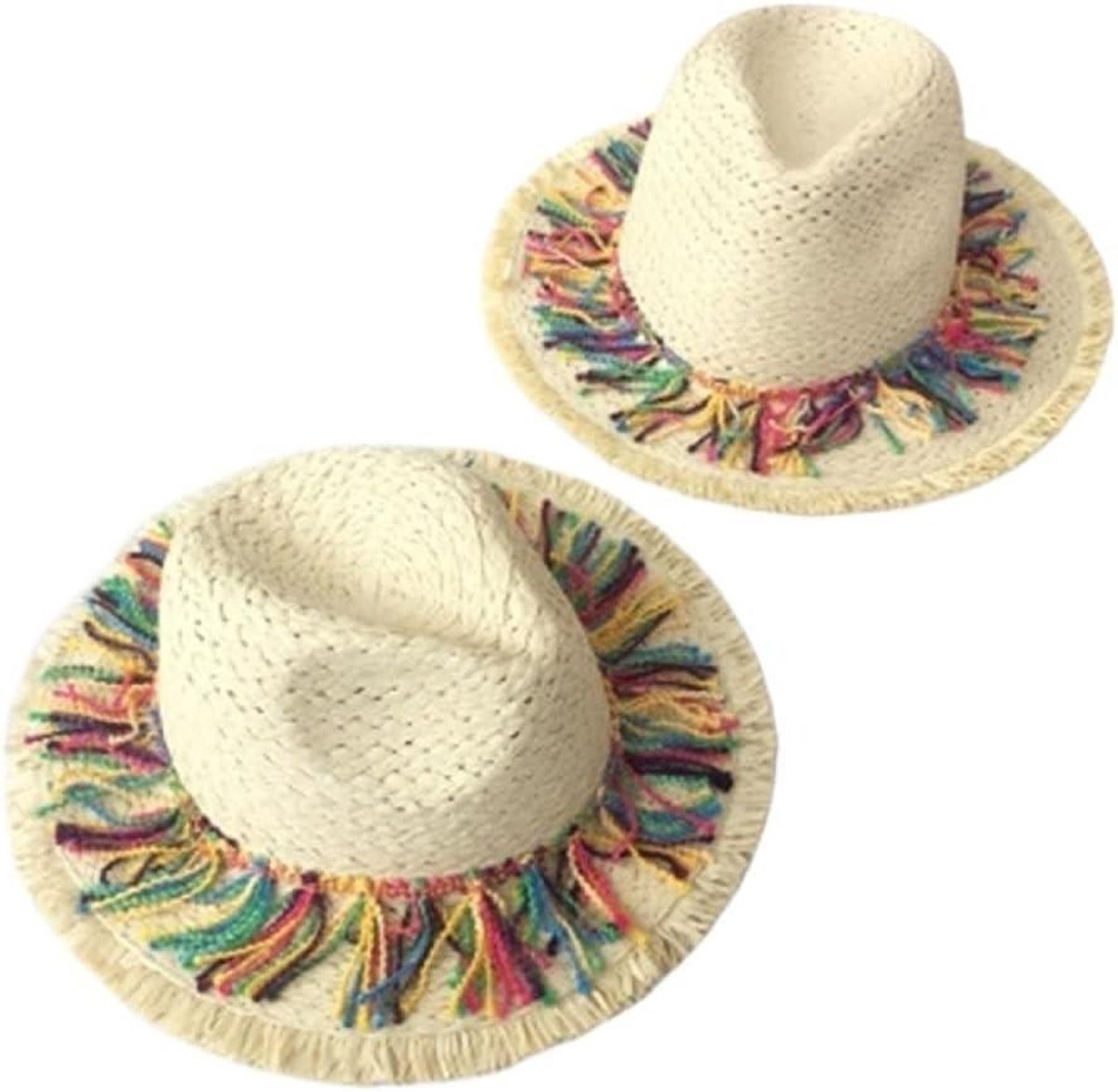 Stro Zonnehoed - Strandhoed Panama - Bescherming tegen zon - Met franje - 56-58 cm - Beige