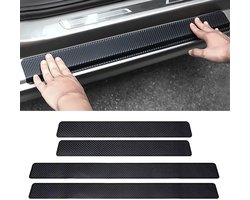 Instaplijsten Beschermset - Dorpelbeschermers Stickers - Auto Beschermen - Koolstofvezel Textuur - 4 stuks - Zwart