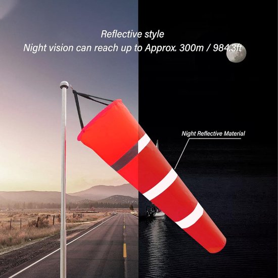 Windzak - Windrichting meter - Windmeting Buiten - Lichtgewicht Polyester - 100 cm - Rood — afbeelding 3