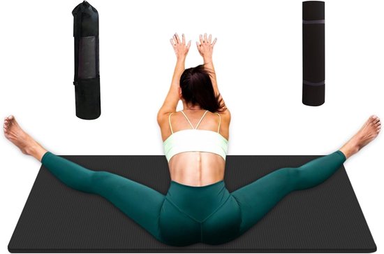 Yogamat - Fitnessmat Pilatesmat - Thuis Trainen - Extra Dikke Dempingsmat - 180 x 60 cm - Zwart van Yogamat — afbeelding 5