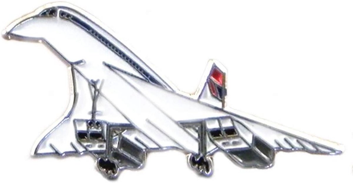 Embleem Concorde Vliegtuig - Speld Broche - Accessoire Kleding - Wit Metaal - 3 x 1.5 cm - Multicolor