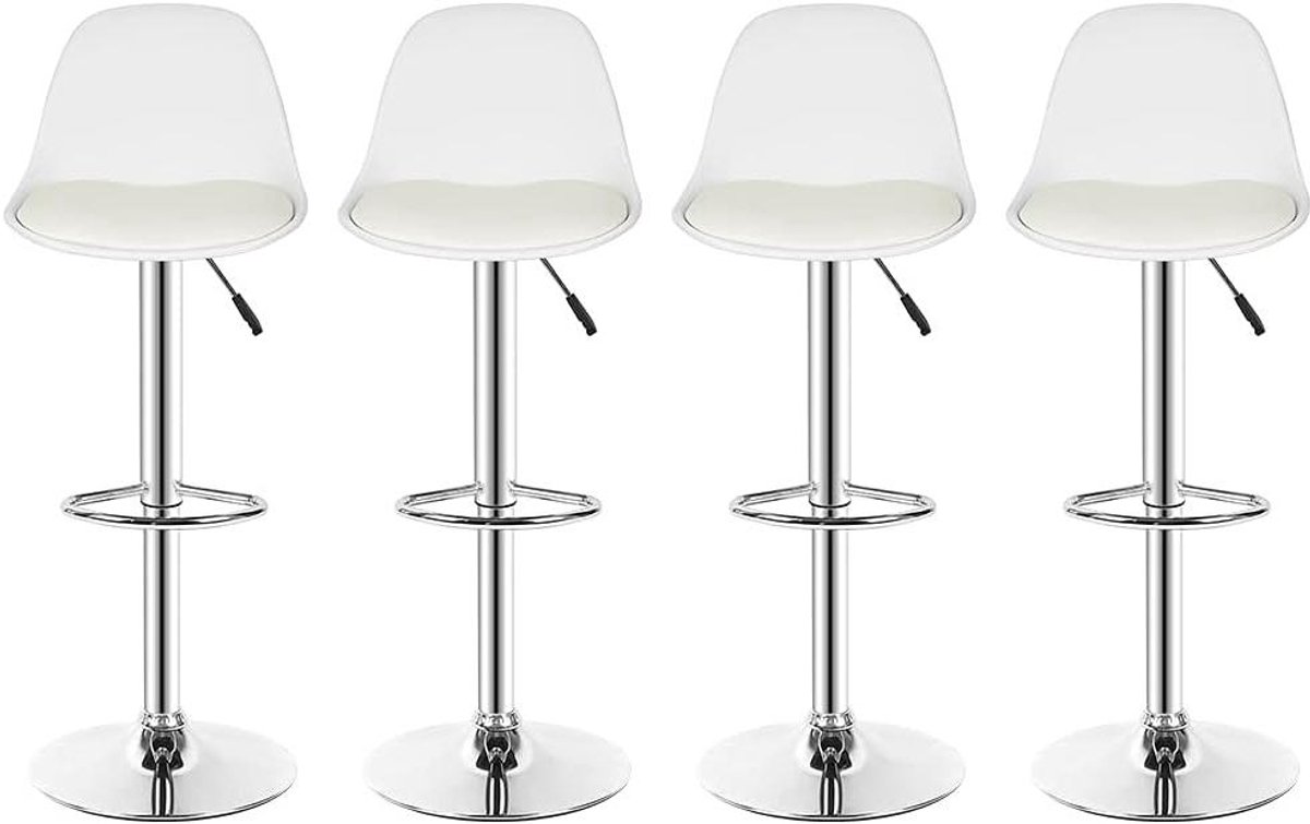 Barkrukken Set - Keukenstoelen Barstoelen - Zitten aan Bar - Met Rugleuning - Set van 2 - Wit