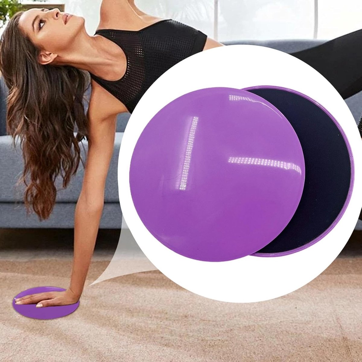 Core Slider Discs - Fitness Gliders - Kern Training - Tweezijdige Schuifschijven - 17 cm Diameter - Paars