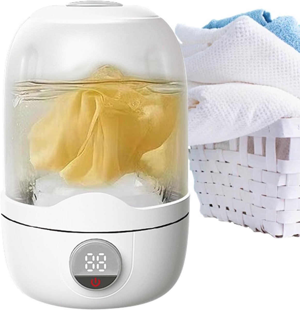 Draagbare Wasmachine Mini Wasmachine Reis Kleine Wasjes Draadloos & Stil 1.1 Liter Wit