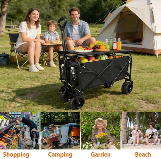 Miryx Bolderkar - Bolderwagen - Kampeerwagen - Opvouwbaar - Extra Sterk - Grote capaciteit - Tot 150 kg - Met Bekerhouder — afbeelding 3