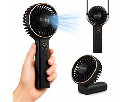 Joyage Handventilator Oplaadbaar - Zwart - 6 standen - Powerbank - Kleine Ventilator usb c - Mini fan Gezichtsventilator - Portable fan Mini ventilator - Nekventilator Halsventilator - Tafelventilator Waaier Handwaaier - Draagbare ventilator bureau