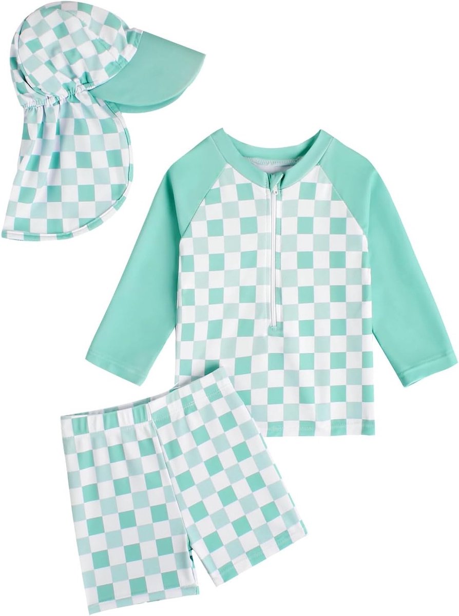 UV-bestendige Eendelig Badpak voor Baby Jongens met Hoed - Comfortabele Zwemkleding voor Kinderen, Ideaal voor het Strand en Zwembad