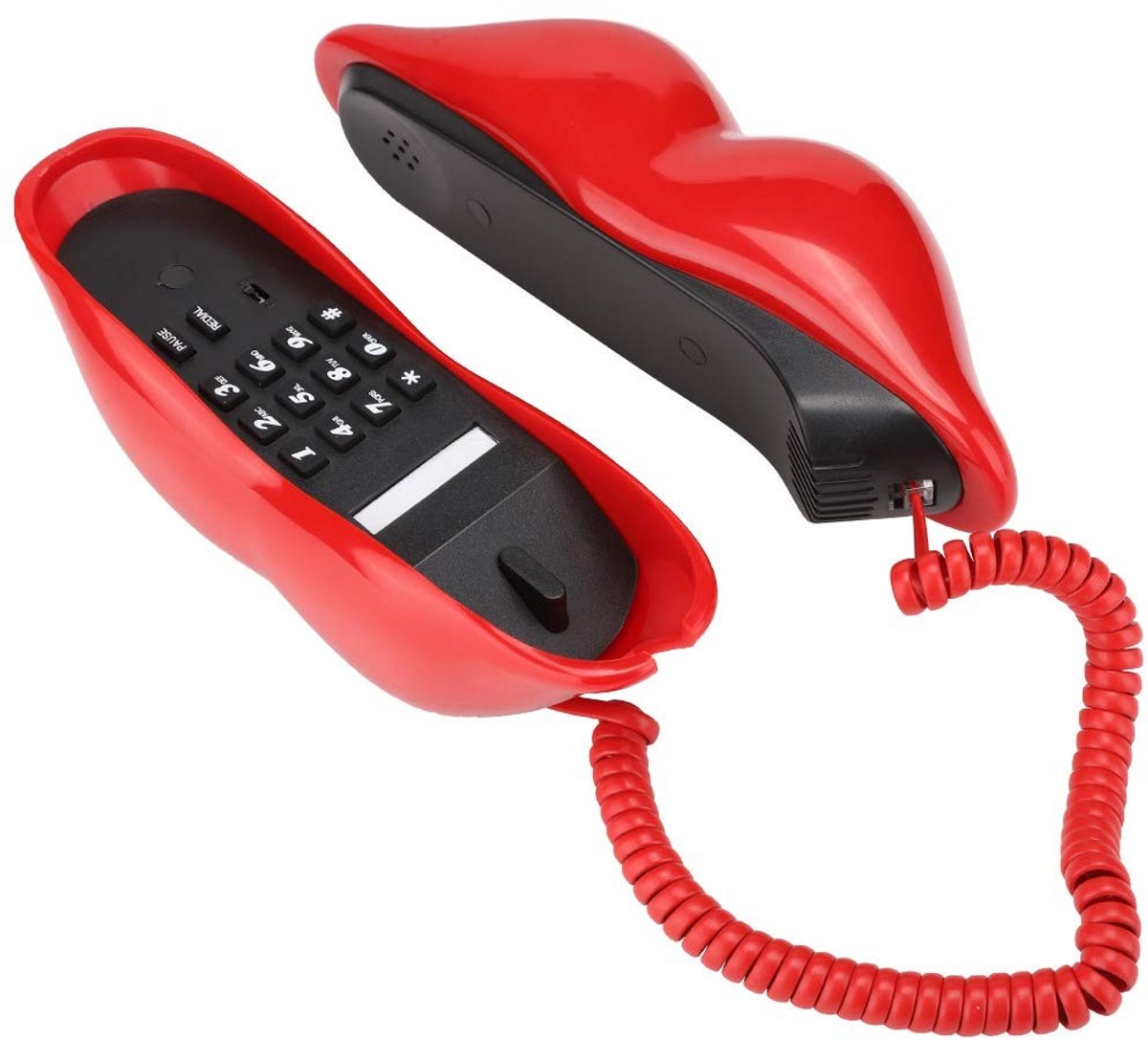 Dailygoody - OmGoods - Dailygoody - Lipvormige Bureautelefoon - Retro Telefoon - Uniek Ontwerp - Rood - Draadloze Vaste Lijn - Woondecoratie - Communicatie