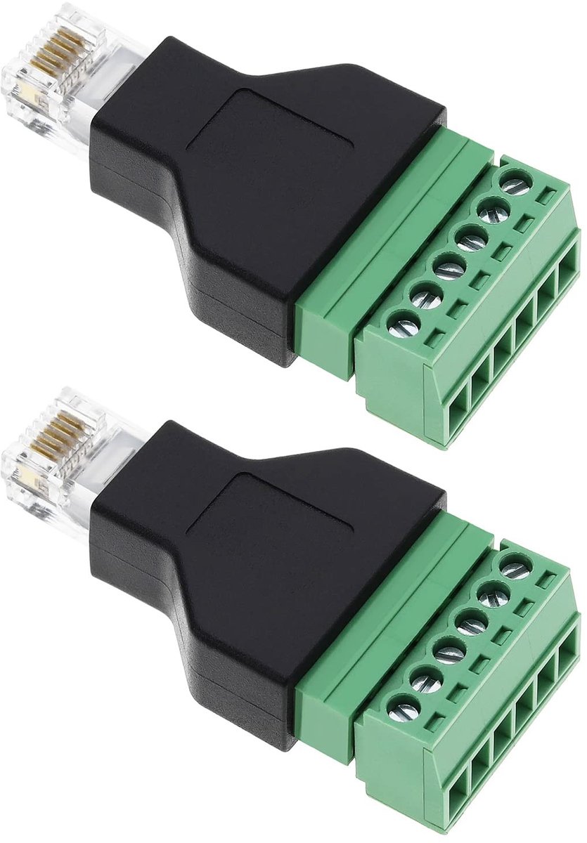 Dailygoody - RJ12 Audio Adapter - 2 Stuks - Betrouwbare kunststof - 6 Pin Schroef Terminals - Ideaal voor netwerkbedrading - Geschikt voor audio-toepa