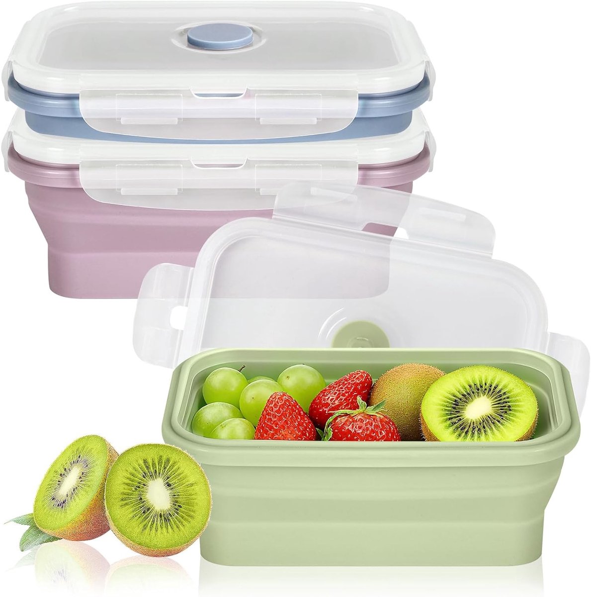 Vouwbare Lunchdozen van 550ml met Deksel, Ideaal voor Bento, Magnetron- en Vriesbestendig, Perfect voor Maaltijd Prep en Picknicks