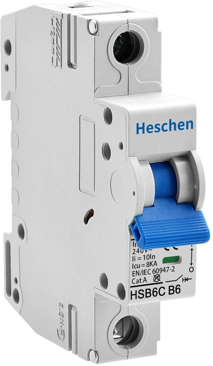Dailygoody - Miniatuur Stroomonderbreker - 6Amp Stroom - Type B - 1 Pool - 6kA Uitschakelvermogen - Voor DIN-railmontage - Geschikt voor Elektris