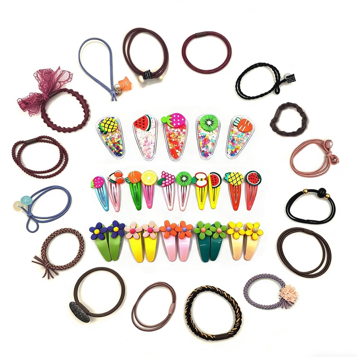 Dailygoody - 37 Stukken Haarclipset - Haarbanden - Voor Dik Haar - Krullend en Steil Haar - Sport en Make-Up - Decoratieve Clips