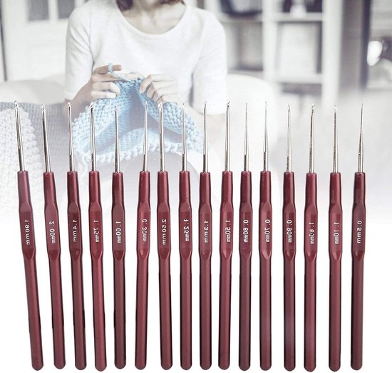 Complete Haaknaalden Set van 16 Stuks met Zachte Handgreep voor DIY Creatieve Projecten 0.5-2.5 mm — afbeelding 5