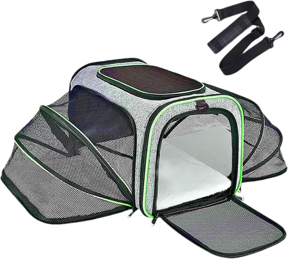 Reistas Huisdieren - Dierenkist Draagtas - Veilig Vervoer - Ademend Mesh Ontwerp - 39 x 27 x 11 cm - Groen