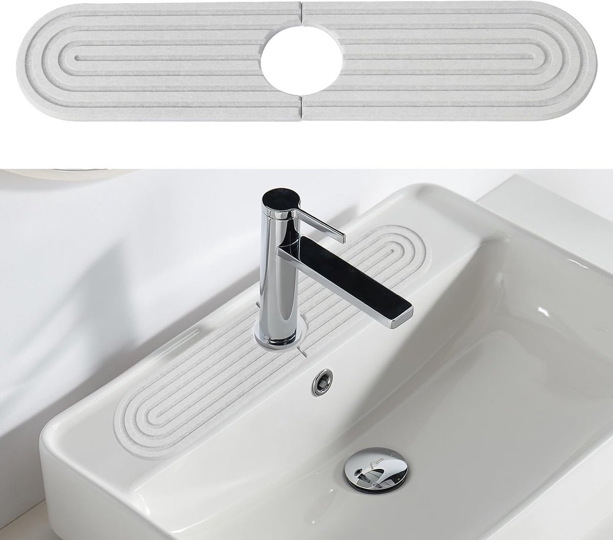 Waterafvoer Mat voor Keuken- en Badkamers, Splash Guard en Drenagemat voor Waterkranen (45 x 10 cm)
