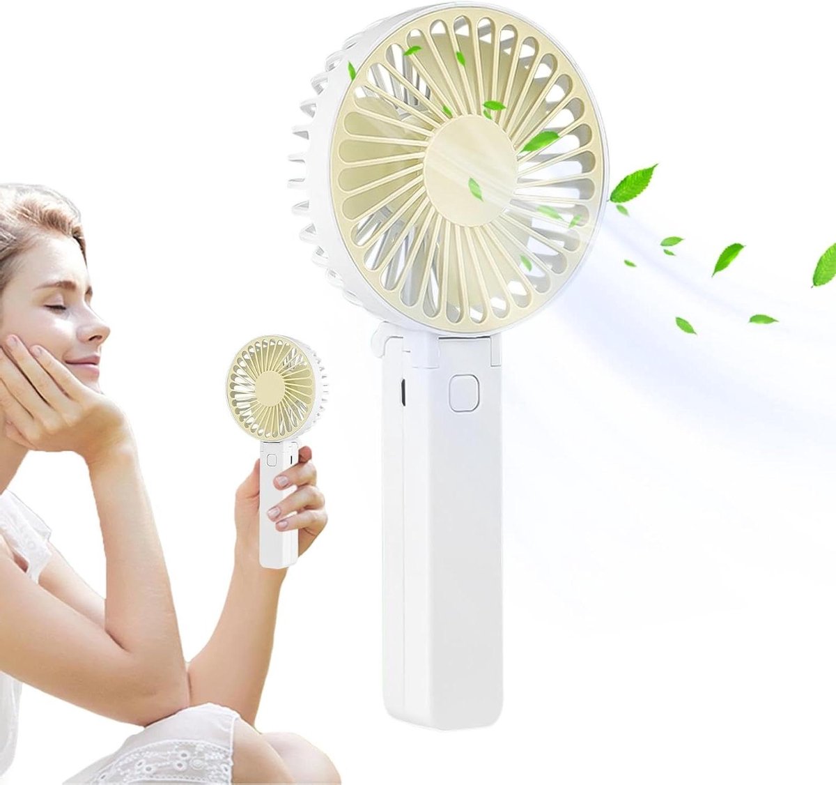 Hand Fan - Draagbare Ventilator - Buitenactiviteiten - 180 Graden Opvouwbaar - Compact Formaat - Geel