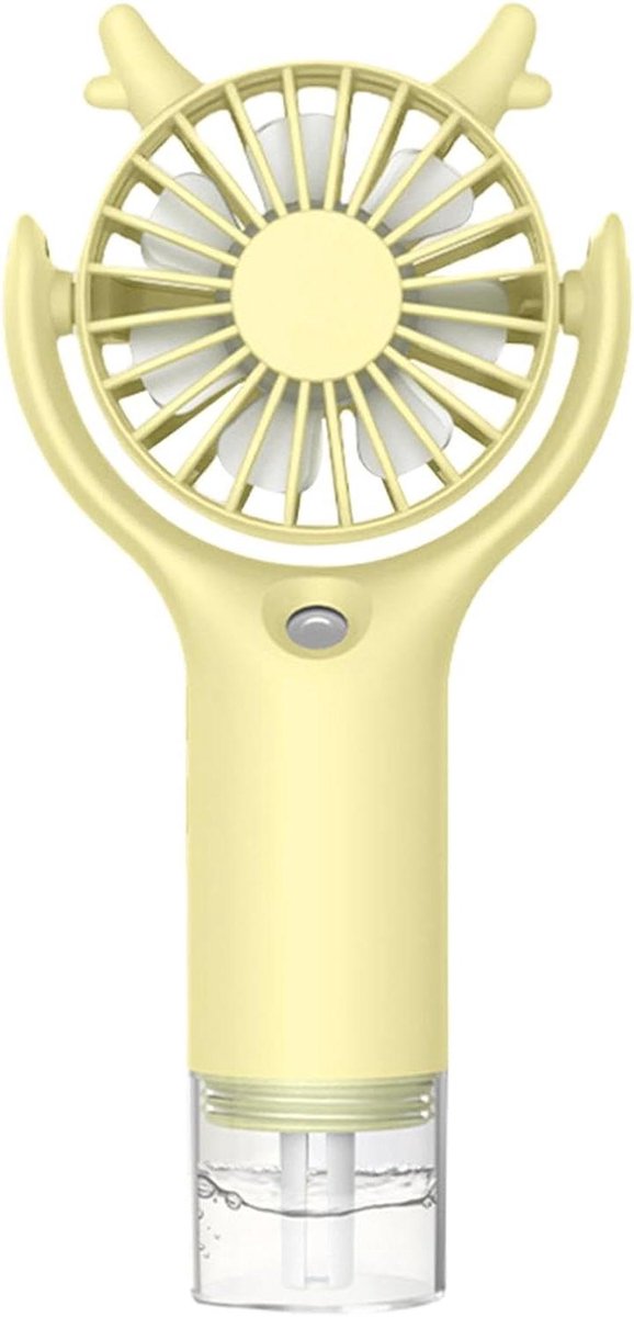 Handventilator met Mistfunctie - Draagbare Ventilator Persoonlijke Fan - Verfrissing Buiten - Met Watersproei - 167 cm - Geel