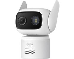 eufy Beveiliging Bedrade Cam C31 – Wit – Kantelbare Beveiligingscamera – Binnen en Buiten – Duale Antenne – Kleurennachtzicht – Lokale Opslag – Geen Maandelijkse Kosten – IP66 – Waterdicht – AI Mens/Voertuig/Huisdierdetectie – 24/7 Continue Opname