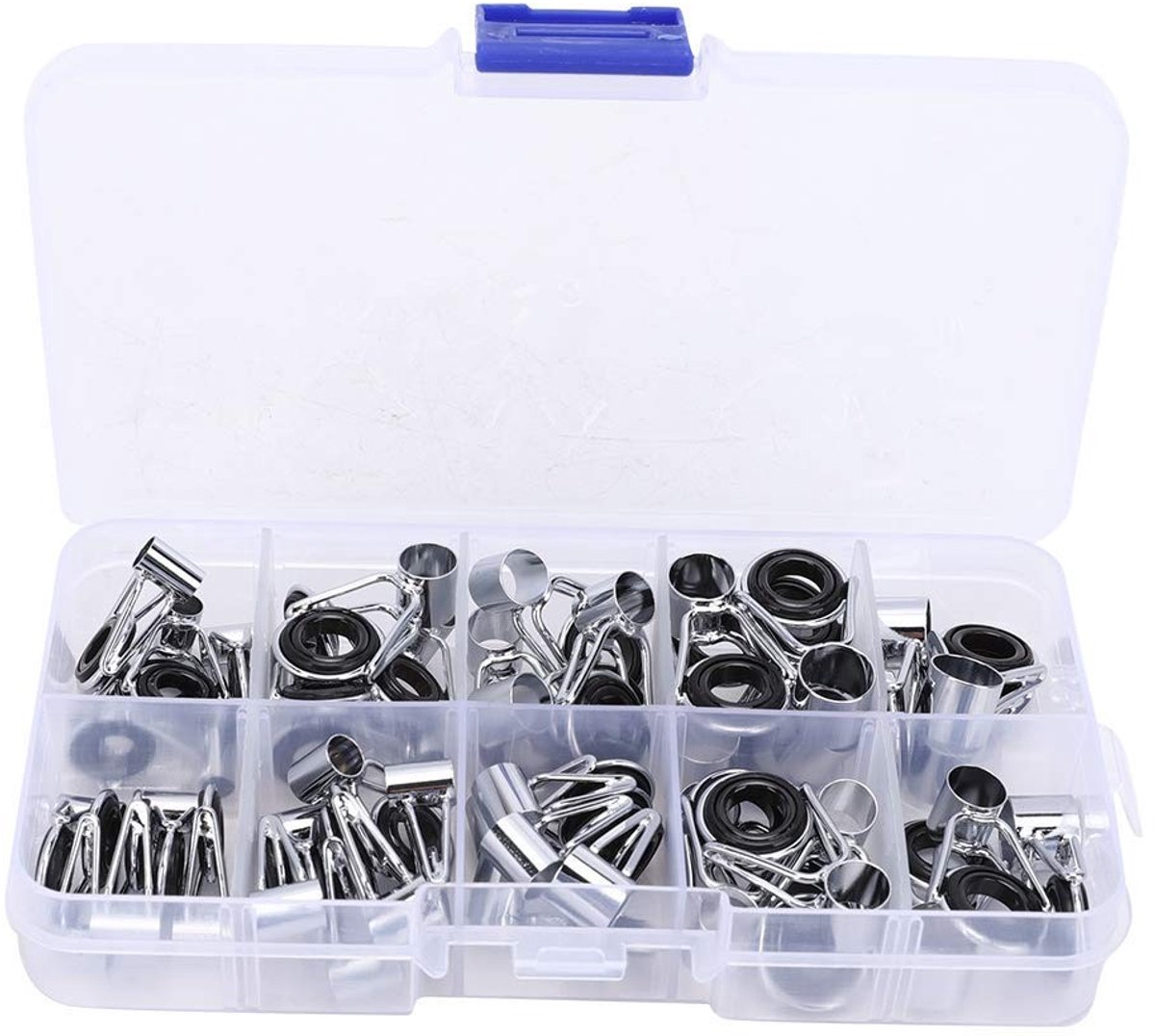 Dailygoody - Fishing Rod Guides - 90Pcs - Duurzaam en Licht - 9 Verschillende Maten - Voor Visserij - Keramiek - Geschikt voor Reparatie