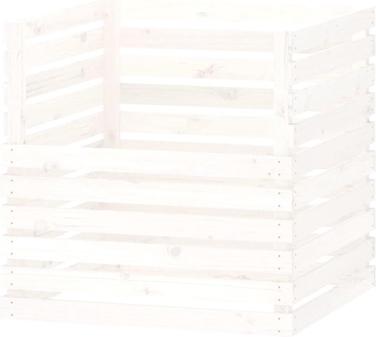 Compostbak Hout - Compostvat Tuin - Afval Verwerken - Stevige Constructie - 80x80x78 cm - Wit
