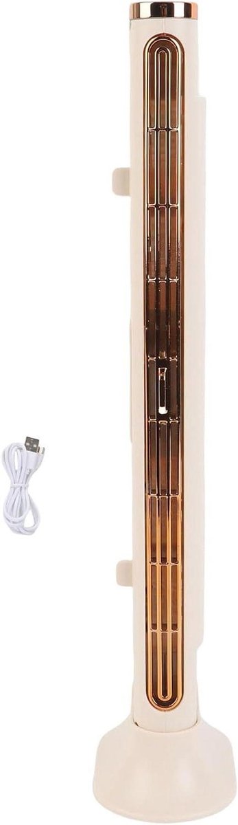 Elektrische Ventilator - Torenventilator Bladloos - Ruimte Koelen - 2-in-1 Flexibel Gebruik - 39x12x8 cm - Beige