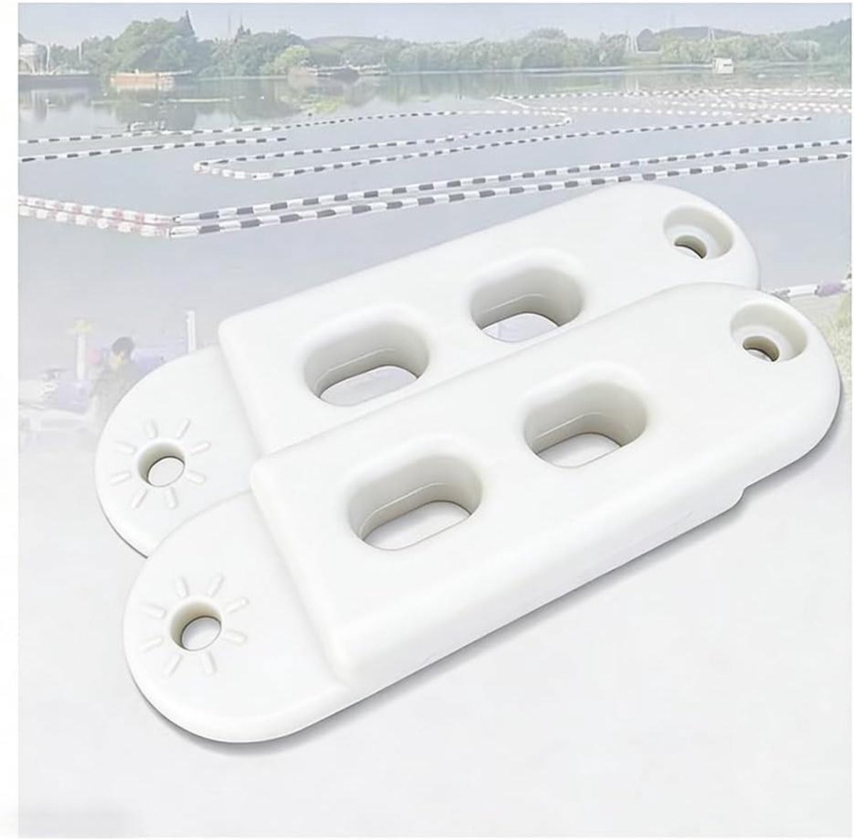Skelter Barrier Track - Waterway Omheining Hindernis - Waterwegen Markeren - Duurzaam HDPE Plastic - 110x35x17 cm - Wit