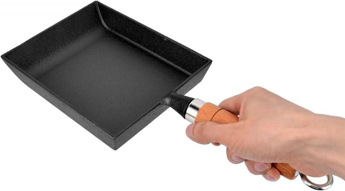 Grillpan Gietijzer - Vierkante Bakplaat - Koken en Grillen - Inductie Compatibel - 36.5 x 15.5 cm - Zwart