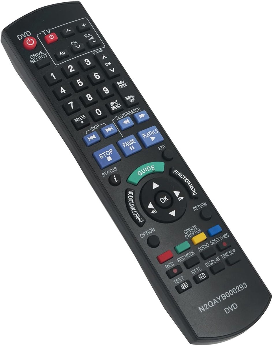 Afstandsbediening - Afstandsbediening DVD Recorder - TV Bediening - Ergonomisch Ontwerp - 20.5 cm - Zwart