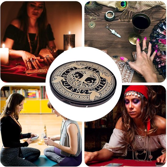 Runen Set - Meditatiehulpmiddelen Divinatie - Spirituele Rituelen - Magnetische Houten Doos - 23 x 23 x 1.5 cm - Houtkleur — afbeelding 5
