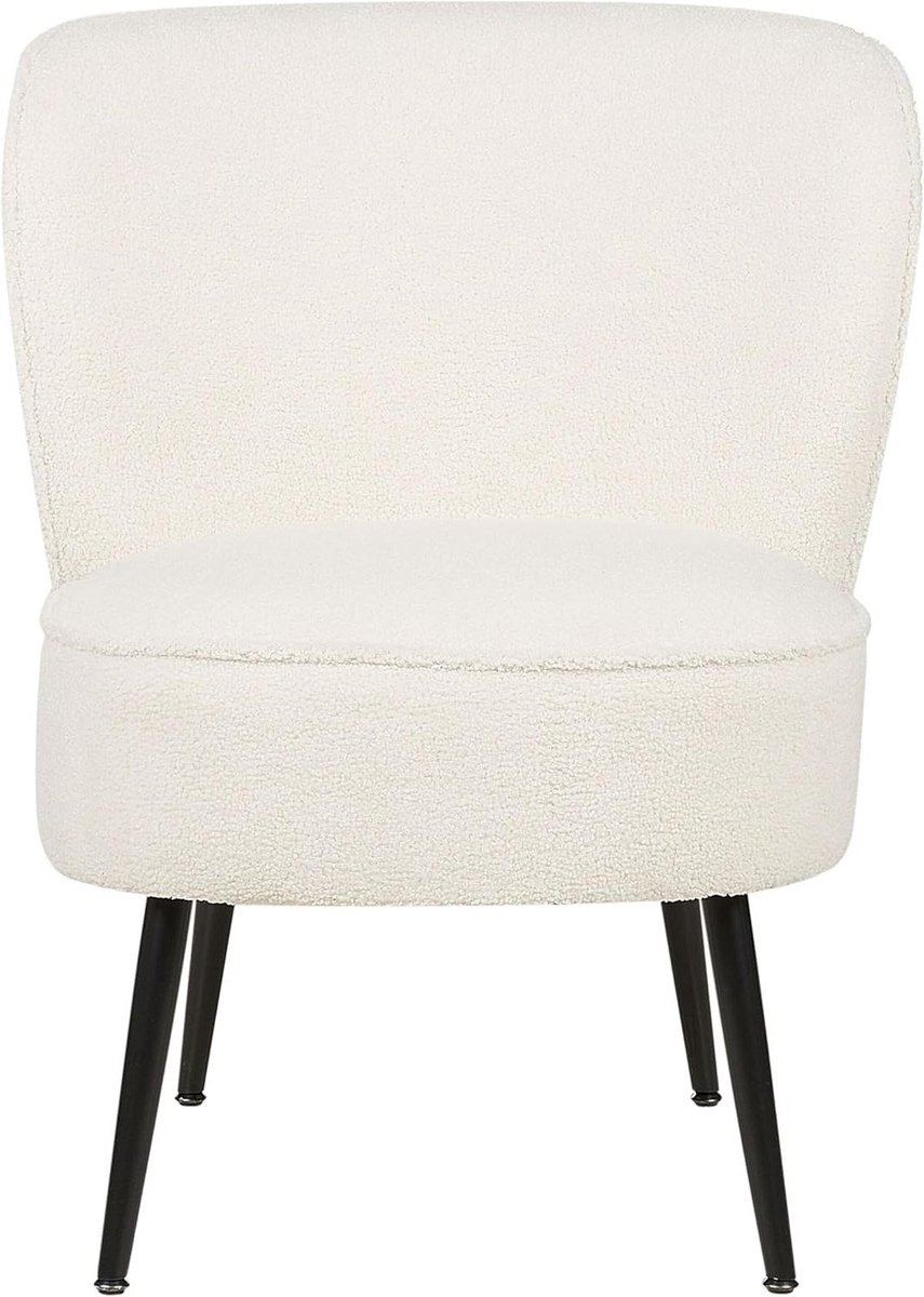 Moderne Witte Bouclé Fauteuil Zonder Armleuningen - Stijlvolle Eetkamerstoel