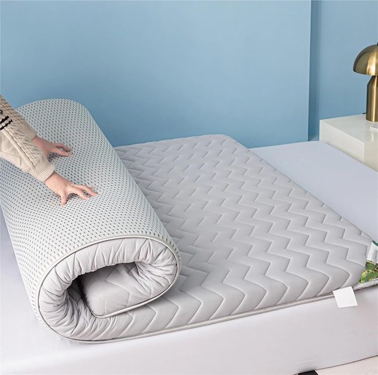 Futonmatras Opvouwbaar - Vloermatras Slaapmat - Comfortabel Slapen - Ademend Vierlaags Ontwerp - 80 x 190 cm - Wit — afbeelding 5