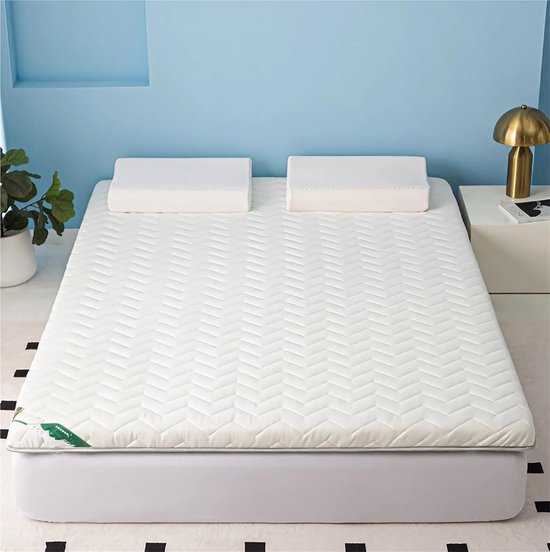 Futonmatras Opvouwbaar - Vloermatras Slaapmat - Comfortabel Slapen - Ademend Vierlaags Ontwerp - 80 x 190 cm - Wit — afbeelding 4
