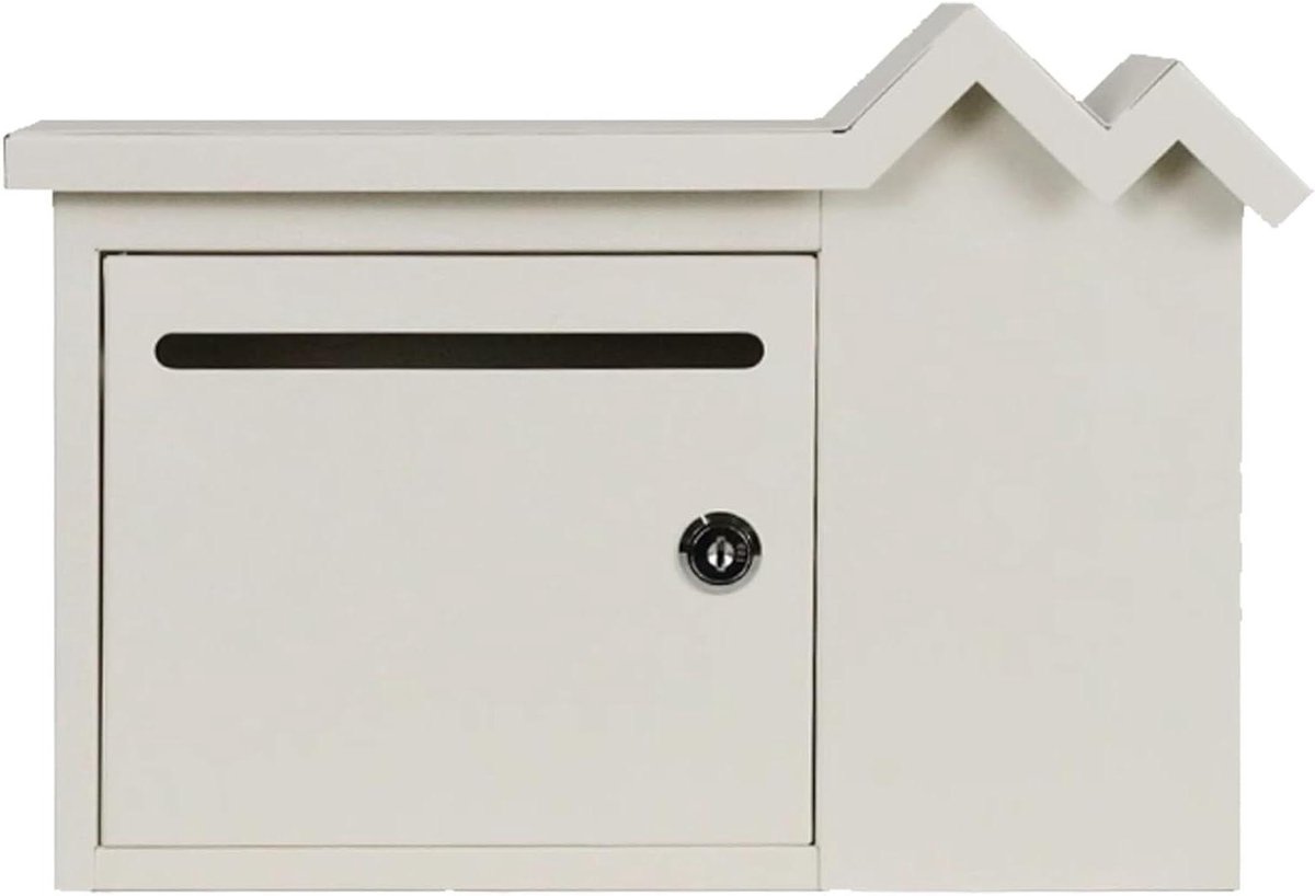 Brievenbus voor Buiten - Postbus Wandmontage - Post Ontvangen - Veilig Metalen Slot - 32x24x8cm - Wit